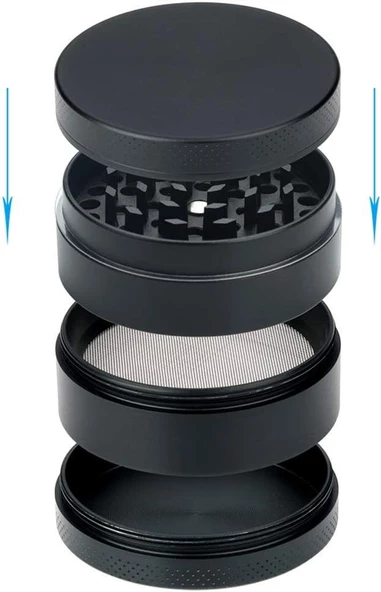 Valkyrie 63 mm 4 Katmanlı Mıknatıslı Çinko Alaşım Herbal Grinder Baharat Bitki Ot Tütün Öğütücü Siyah - 6