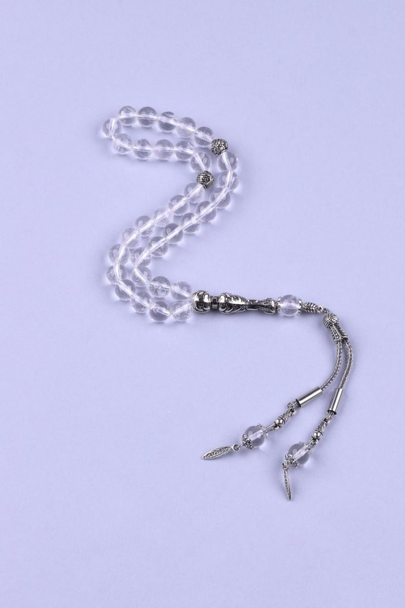 Kristal Kuvars Doğal Taş Tesbih 8 mm Küre Kesim - Resim 2