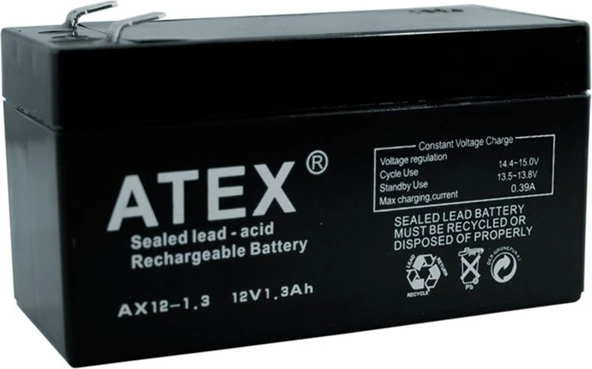 Atex AX-12V 12 Volt 1.3 Amper Bakımsız Kuru Akü