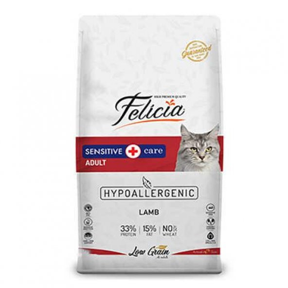 Felicia Hypoallergenic Düşük Tahıllı Sensitive Kuzu Etli Yetişkin Kedi Maması 2 Kg