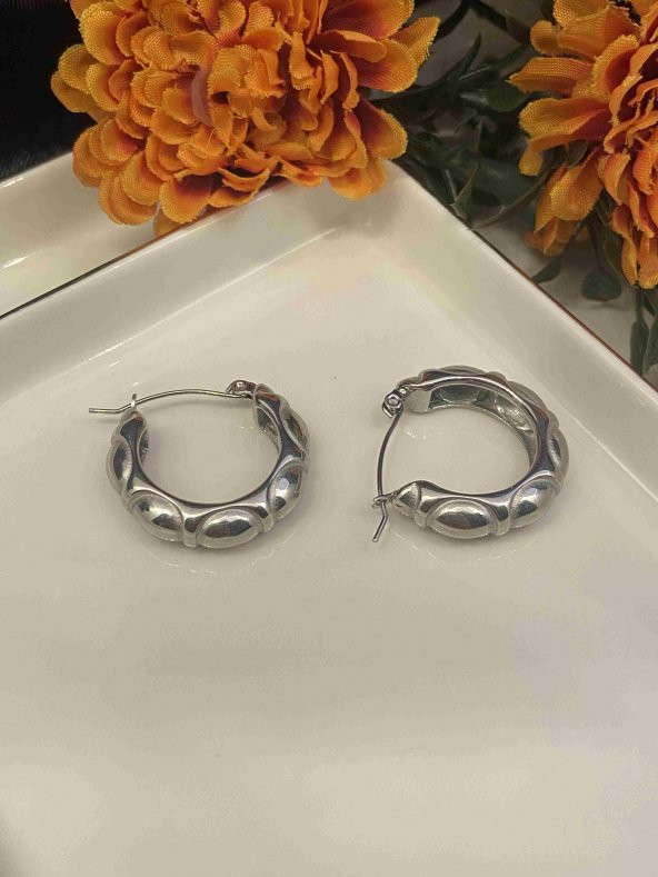 Aksesuar Çarşısı Kore Tarzı Halka Küpe Silver - Resim 2