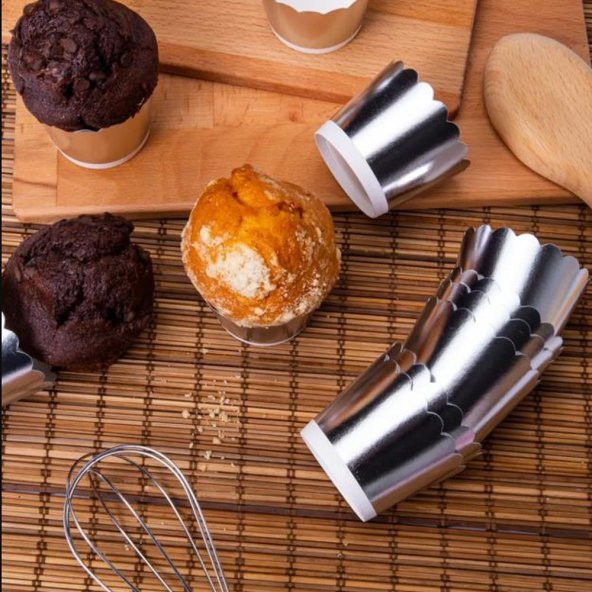 Gümüş (Gri) Renk Cupcake (Muffin) Kabı (12 Adet) - 2