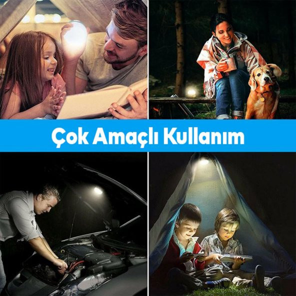Kamp Lambası Ledli Uzaktan Kumandalı El Feneri Işıldak Güneş Enerjili Şarjlı Pilli Portatif Gece Lambası - 4