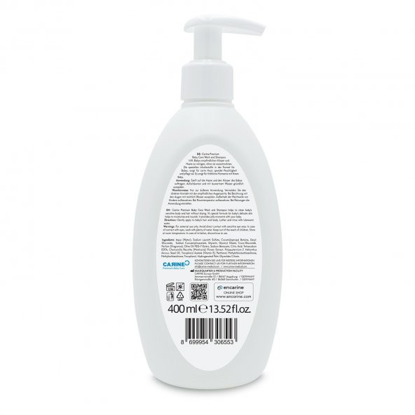 CARINE 2Sİ 1 ARADA BEBEK SAÇ VE VÜCUT ŞAMPUANI 400 ML - 2