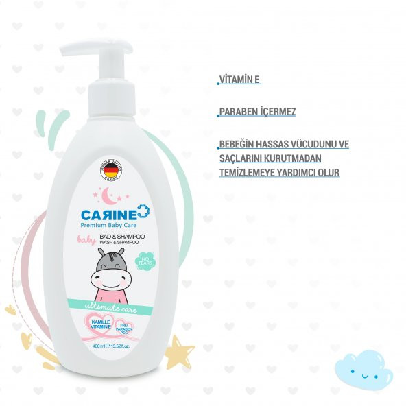 CARINE 2Sİ 1 ARADA BEBEK SAÇ VE VÜCUT ŞAMPUANI 400 ML - 3