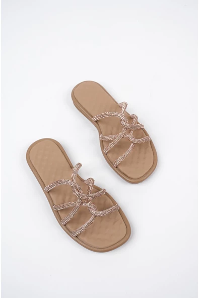 Muggo Bella Kadın Garantili Günlük Ortopedik Taşlı Şık Tarz ve Rahat Terlik - 11