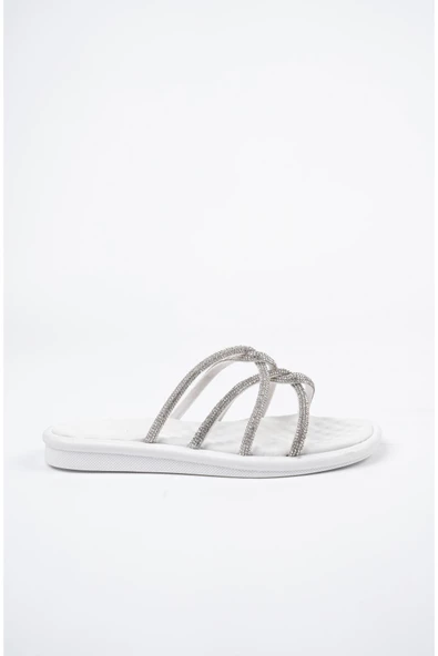 Muggo Bella Kadın Garantili Günlük Ortopedik Taşlı Şık Tarz ve Rahat Terlik - 6