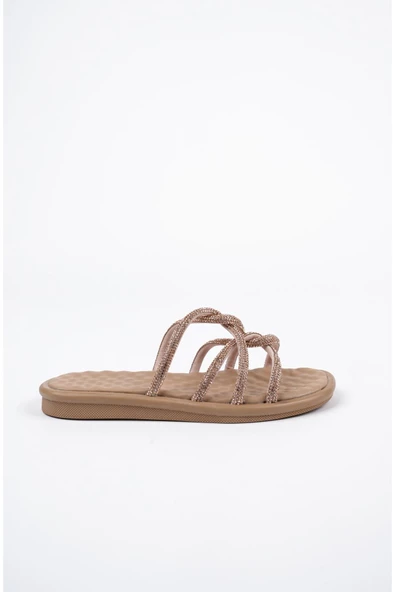 Muggo Bella Kadın Garantili Günlük Ortopedik Taşlı Şık Tarz ve Rahat Terlik - 12