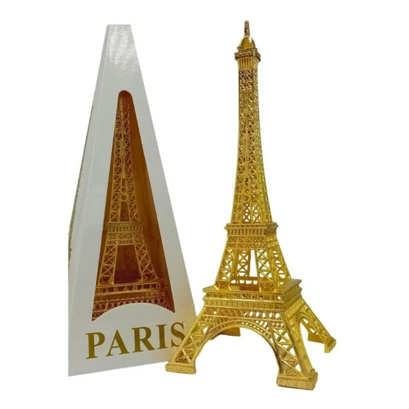 Minyatür Metal Eyfel Kulesi Altın Dekoratif Biblo 25 Cm