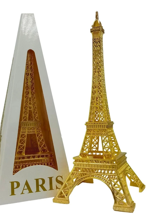 Minyatür Metal Eyfel Kulesi Altın Dekoratif Biblo 25 Cm - Resim 6