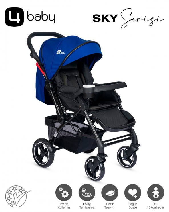 4 Baby Active Plus Sky Serisi Çift Yönlü Bebek Arabası