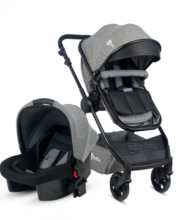 4 Baby Comfort Siyah-Gri Travel Sistem Bebek Arabası Seyahat Sistem Puset, Taşıma Koltuğu, Yağmurluk