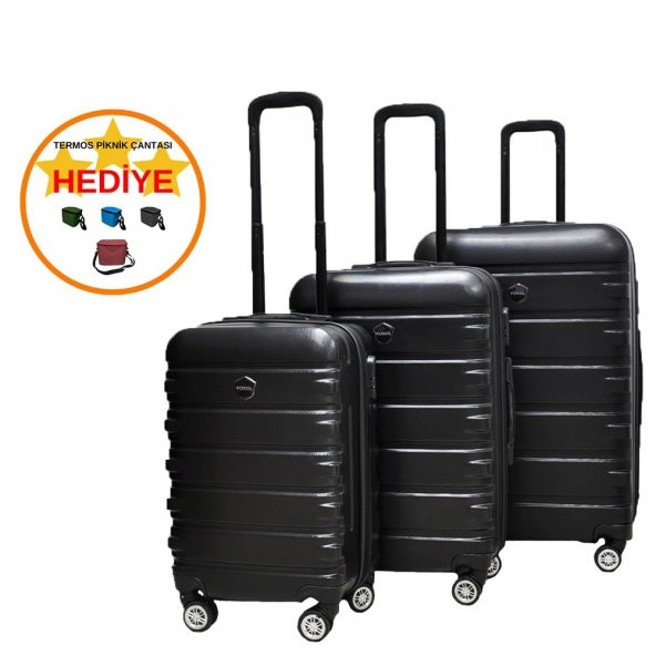 Fossil ABS Siyah Valiz & Bavul Set-124Vs