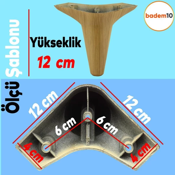 Aspen 12'li Set Mobilya Kanepe Koltuk Tv Ünitesi Ayağı Ayakları Destek 12 Cm Kahve Robot Süpürge - 4