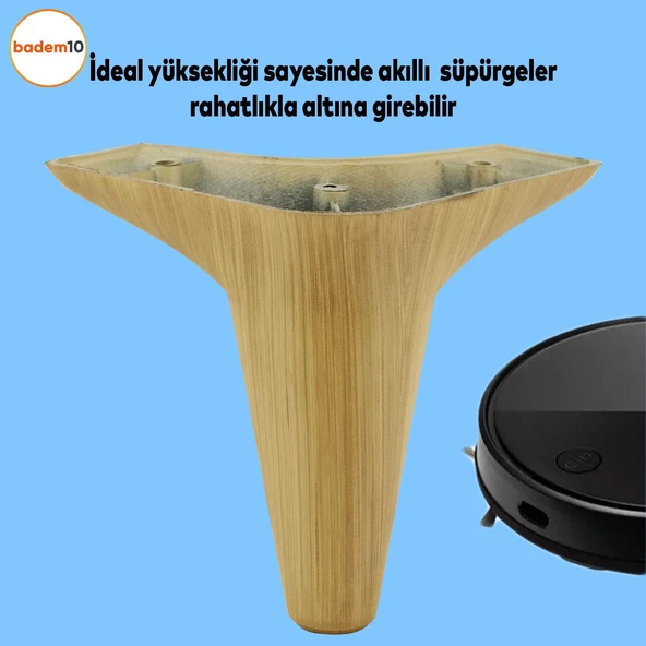 Aspen 12'li Set Mobilya Kanepe Koltuk Tv Ünitesi Ayağı Ayakları Destek 12 Cm Kahve Robot Süpürge - 2