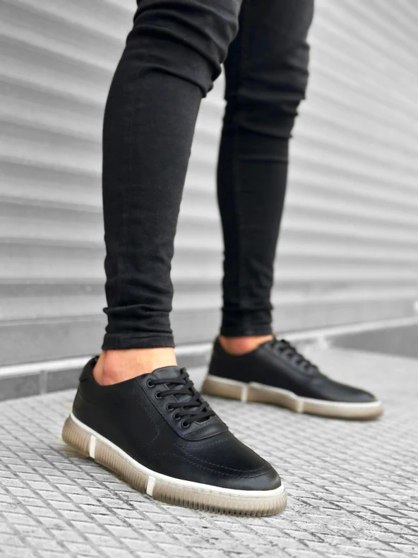 BA0309 İçi Dışı Hakiki Deri Bağcıklı Siyah Klasik Erkek Ayakkabısı - Resim 2