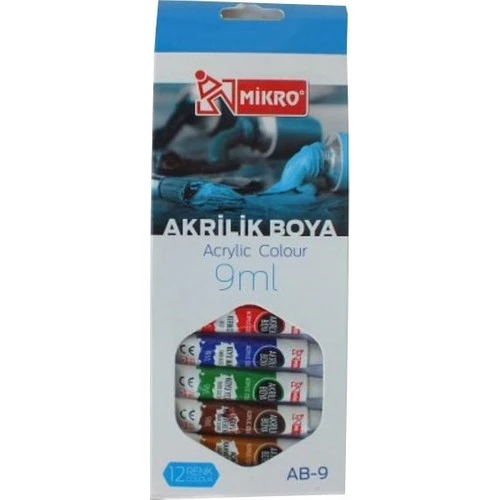 Mikro Su Bazlı Tüplü Akrilik Boya 12x9 ml