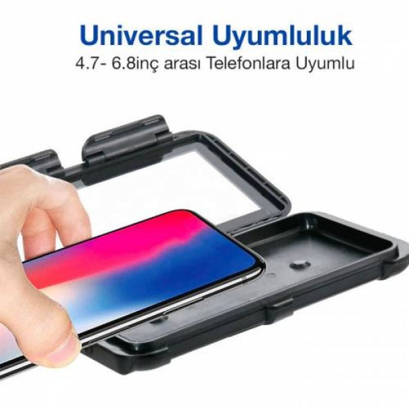 Polham Motosiklet, Scooter İçin Aynaya Takılan Su Geçirmez Telefon Tutucu, Dokunmatik Kapaklı Tutucu - 2