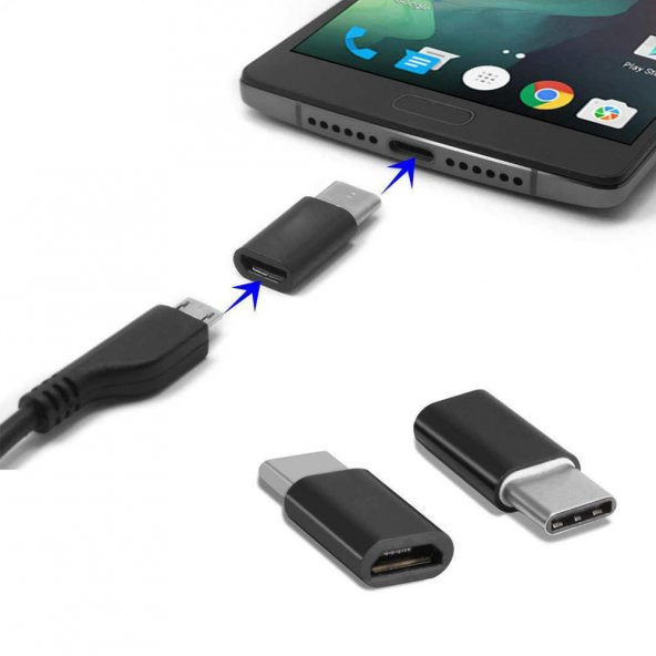 USB 3.1 Type-C Erkek to Micro USB Dişi Ara Aparat - Siyah