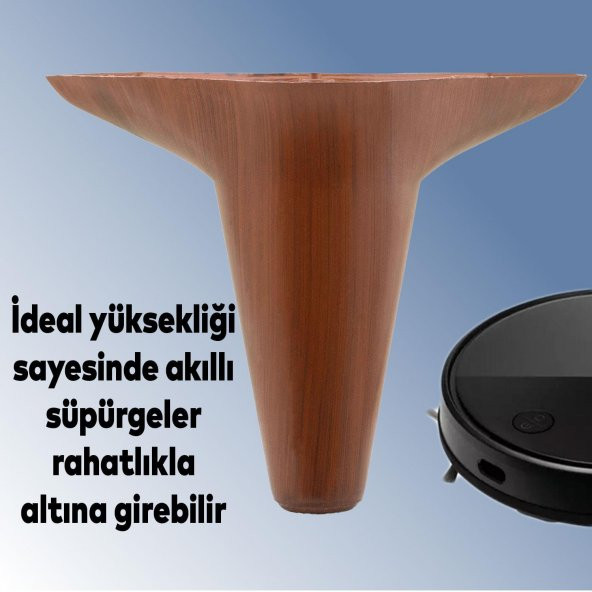 Aspen Mobilya Ayağı 12li Set Robot Süpürge İçin Koltuk Kanepe Destek 12 cm Kahverengi Baza Ayak - 5