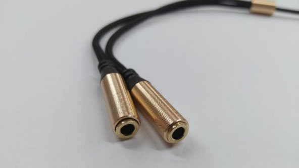 3.5 mm TRS Stereo Kulaklık Çoklayıcı 90 Derece Kablo - Sarı - Resim 3