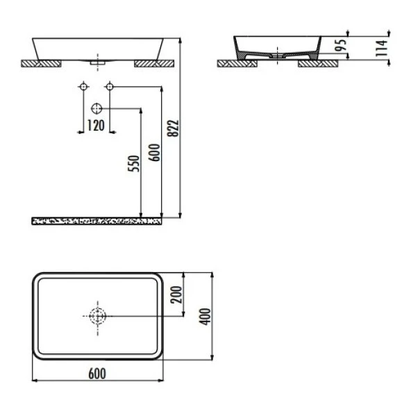 Creavit LP060 Loop 40*60 cm Tezgah Üstü İnce Lavabo - 2