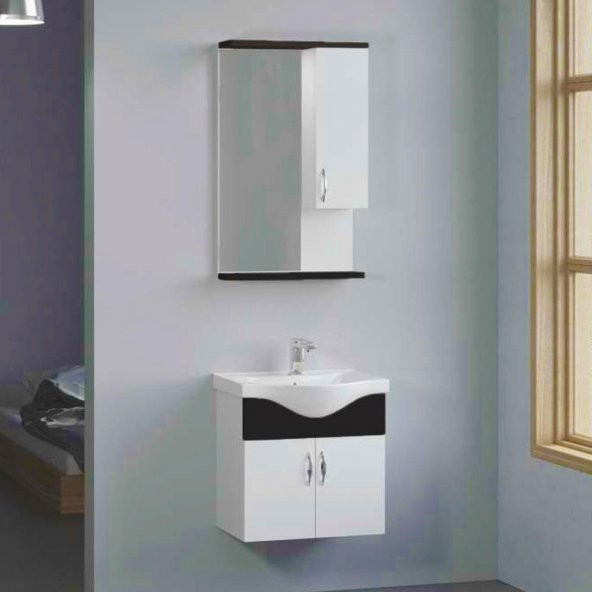 Denko Akyazı 55 cm MDF Siyah Banyo Dolabı Takımı - 2