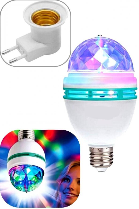 Renkli Disko Ampulü Lambası E27 Duy Hediye Led Ampul Dönen Disco Topu Lamba Işık Ampül Hareketli