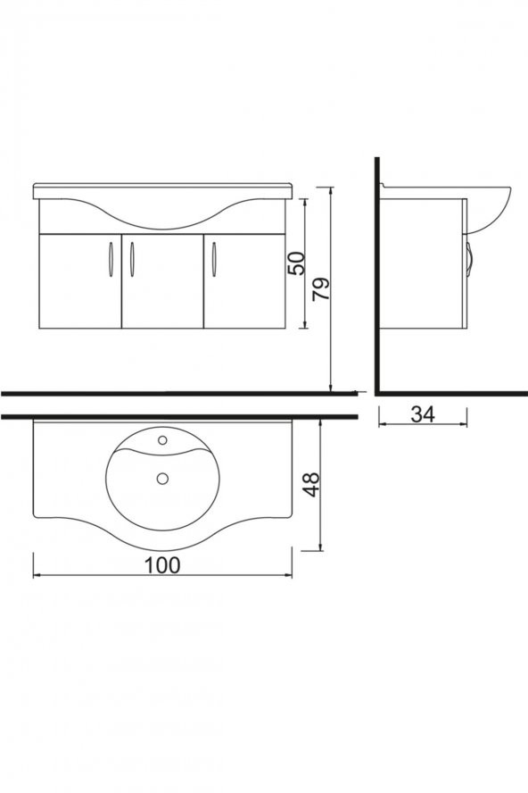 Denko Akyazı 100 cm MDF Alize Banyo Dolabı Alt Modül ve Lavabo - 3