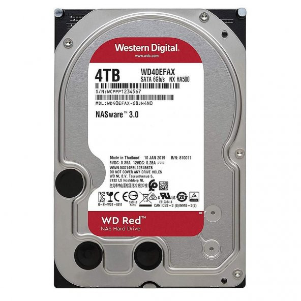WD NAS HARDDİSK (RED) 4TB 5400RPM SATA3 WD40EFAX (7Gün x 24Saat Çalışan Bir Disk Çeşididir)