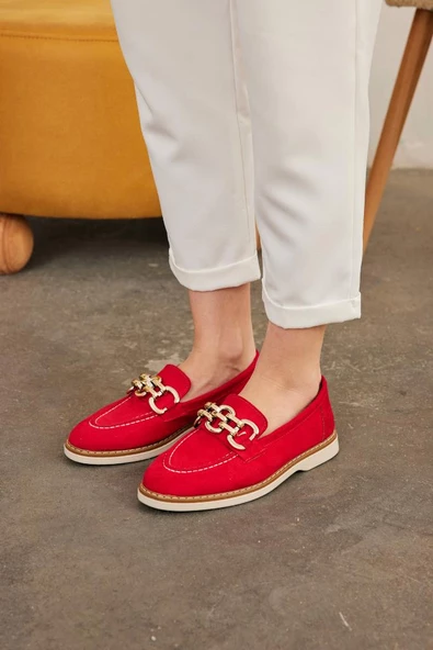 Marjinix Zincirli Termo Tabanlı Günlük Şık Kadın Babet Loafer Ayakkabı - 10