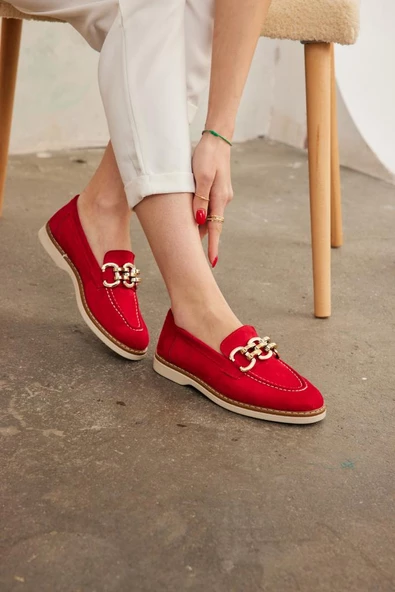 Marjinix Zincirli Termo Tabanlı Günlük Şık Kadın Babet Loafer Ayakkabı - 7