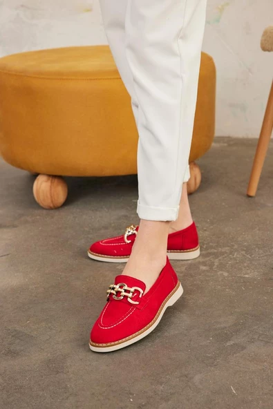 Marjinix Zincirli Termo Tabanlı Günlük Şık Kadın Babet Loafer Ayakkabı - 8