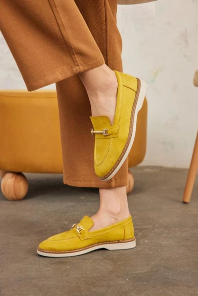 Marjinix İnce Tokalı Termo Tabanlı Günlük Şık Kadın Babet Loafer Ayakkabı - 12