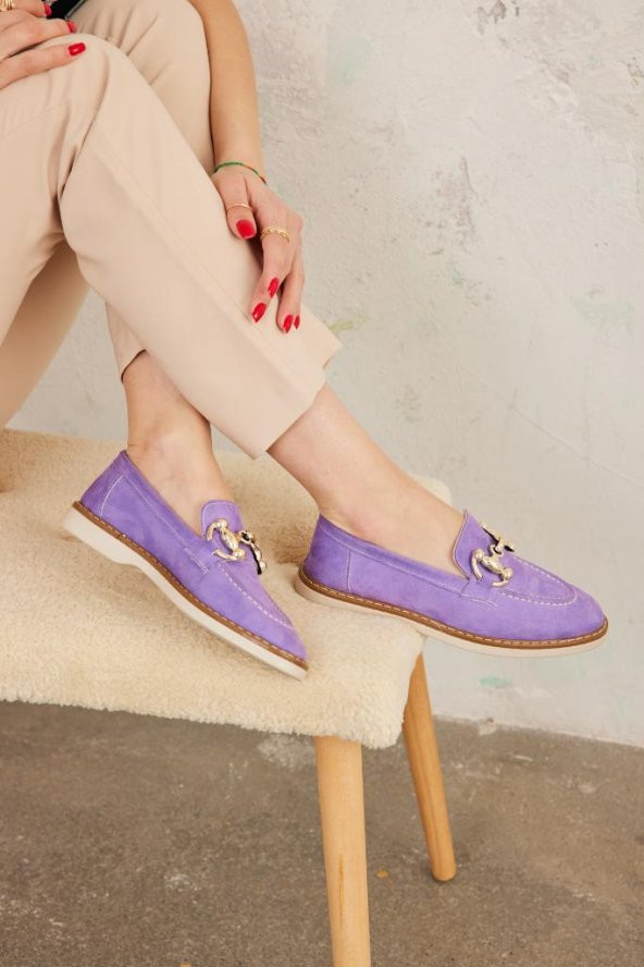 Marjinix Tokalı Termo Tabanlı Günlük Şık Kadın Babet Loafer Ayakkabı