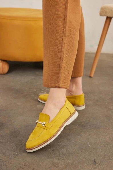 Marjinix İnce Tokalı Termo Tabanlı Günlük Şık Kadın Babet Loafer Ayakkabı - 11