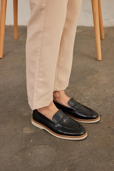 Marjinix Klasik Termo Tabanlı Günlük Şık Kadın Babet Loafer Ayakkabı - 4