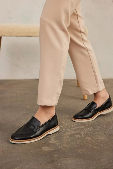 Marjinix Klasik Termo Tabanlı Günlük Şık Kadın Babet Loafer Ayakkabı - 2