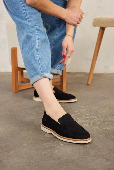 Marjinix Klasik Termo Tabanlı Günlük Şık Kadın Babet Loafer Ayakkabı - 8