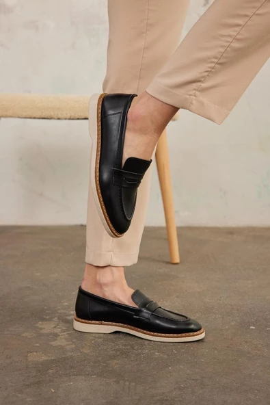 Marjinix Klasik Termo Tabanlı Günlük Şık Kadın Babet Loafer Ayakkabı - 5