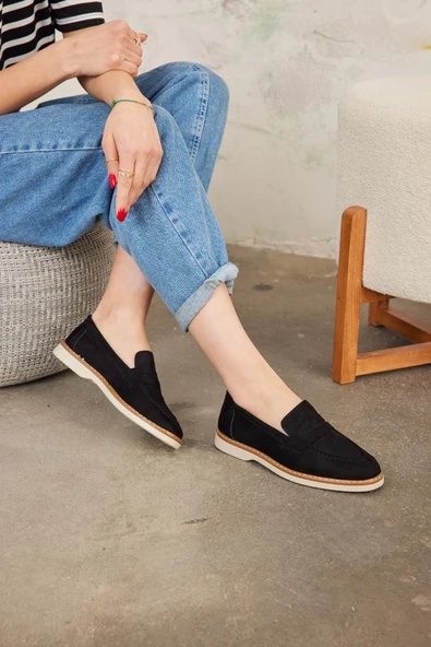 Marjinix Klasik Termo Tabanlı Günlük Şık Kadın Babet Loafer Ayakkabı - 11