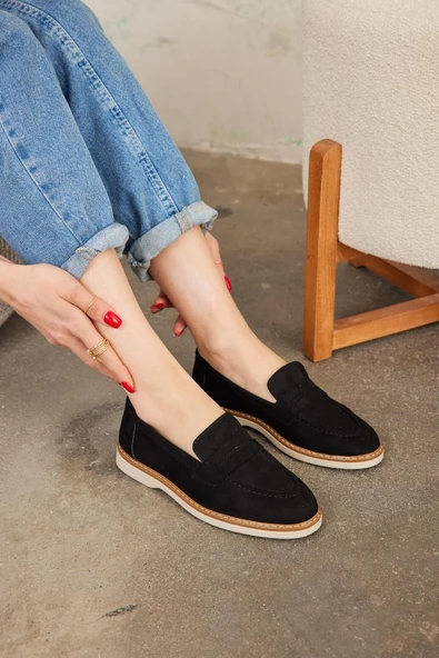 Marjinix Klasik Termo Tabanlı Günlük Şık Kadın Babet Loafer Ayakkabı - 7