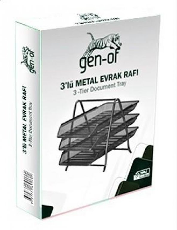 Gen-Of 3 Katlı Metal Evrak Rafı Siyah - 4