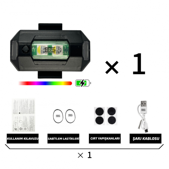 7 Renkli Rgb Led Motosiklet Uyarı Kaza Önleyici Mini Pilli Sinyal Led Drone Led Uçak Kanat Led - 2