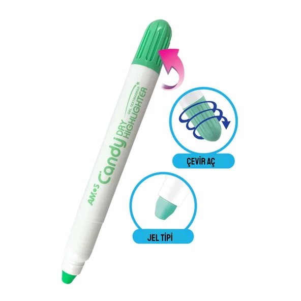 Amos Candy Dry Çevir Aç Jel Fosforlu Kalem Pastel - Resim 10