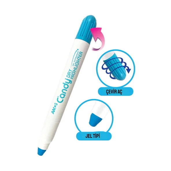 Amos Candy Dry Çevir Aç Jel Fosforlu Kalem Pastel ürün görseli