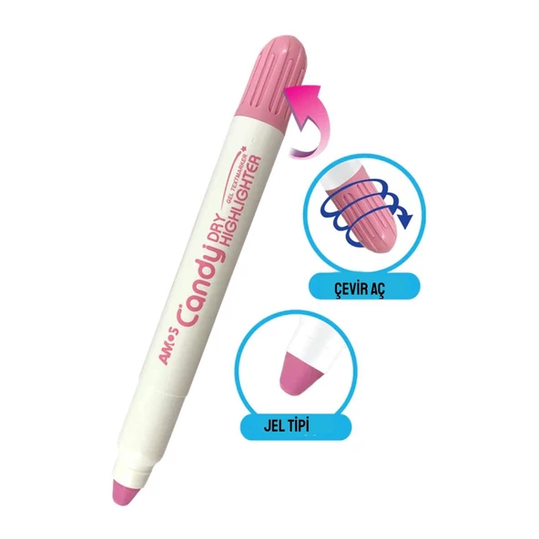 Amos Candy Dry Çevir Aç Jel Fosforlu Kalem Pastel - Resim 7