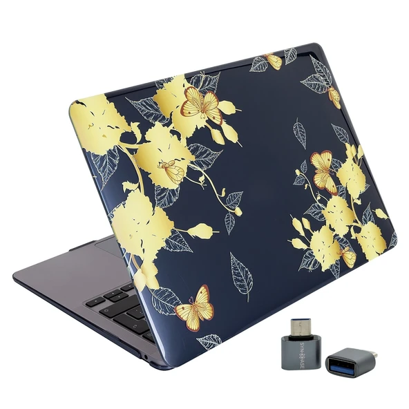 Huawei MateBook D14 Kılıf Kristal Parlak Çiçek Desenli TPU İnce Hafif Koruma 2019-2022 Yılı Uyumlu - 2