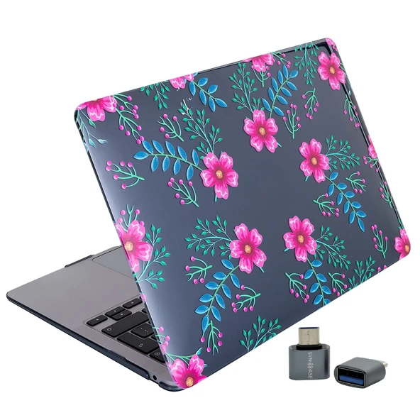 Huawei MateBook D14 Kılıf Kristal Parlak Çiçek Desenli TPU İnce Hafif Koruma 2019-2022 Yılı Uyumlu