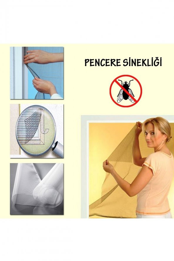 Pencere Sinekliği Kolay Yapışkan Sineklik Pencere Tülü 70x125 Cm Tek Kanat Pencere Tülü + Bant - 2